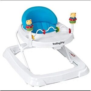 BABY JOY Baby Walker, Foldable Activity Walker, Adjustable Height, BB5637 - Blue